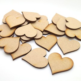 2cm MDF Hearts - Pack of 25 - Wooden Cut Out Craft Shape, Embellishments (2cm / 20mm)