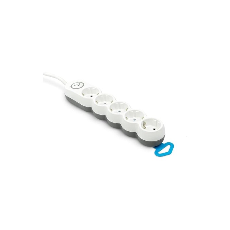 Garza Power Power Strip with 5 Sockets, with Switch, Flat