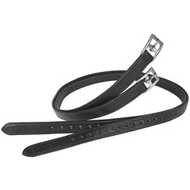 Equinate Superior Leather Stirrup Straps with Stainless Steel Buckles Black 150