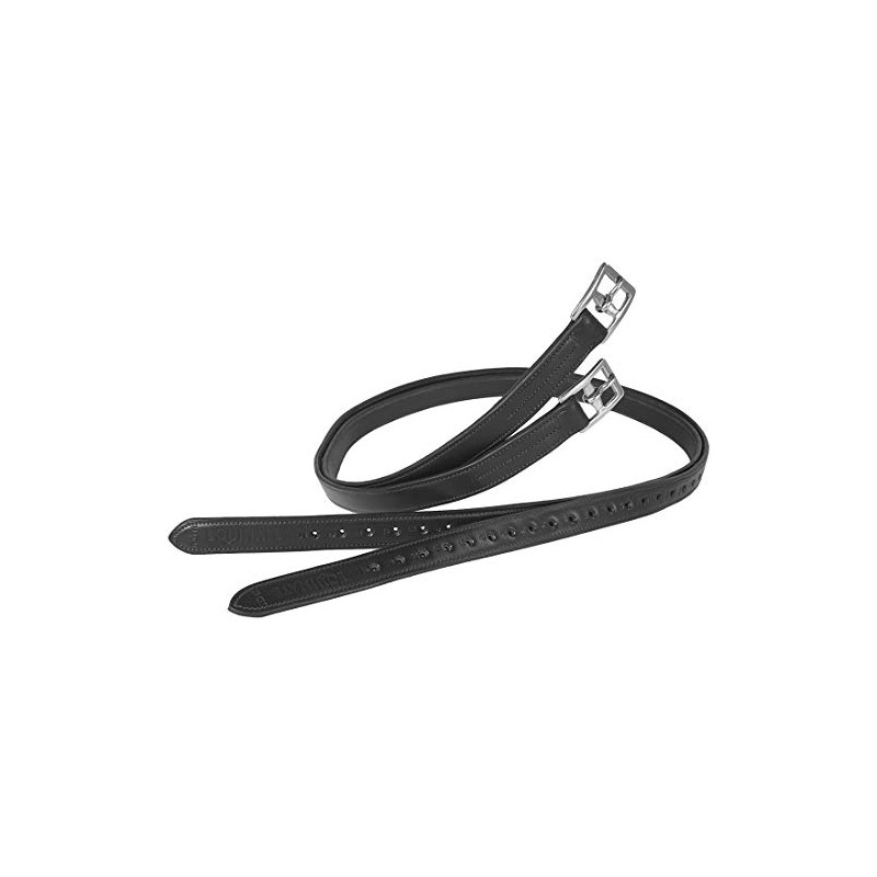 Equinate Superior Leather Stirrup Straps with Stainless Steel Buckles Black