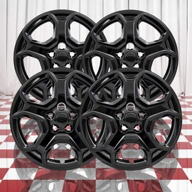 Brighter Design Set of 4 Bolt-On Front and Rear Black 5 Spoke 17" Wheel Covers for Ford Escape S 2017-2019