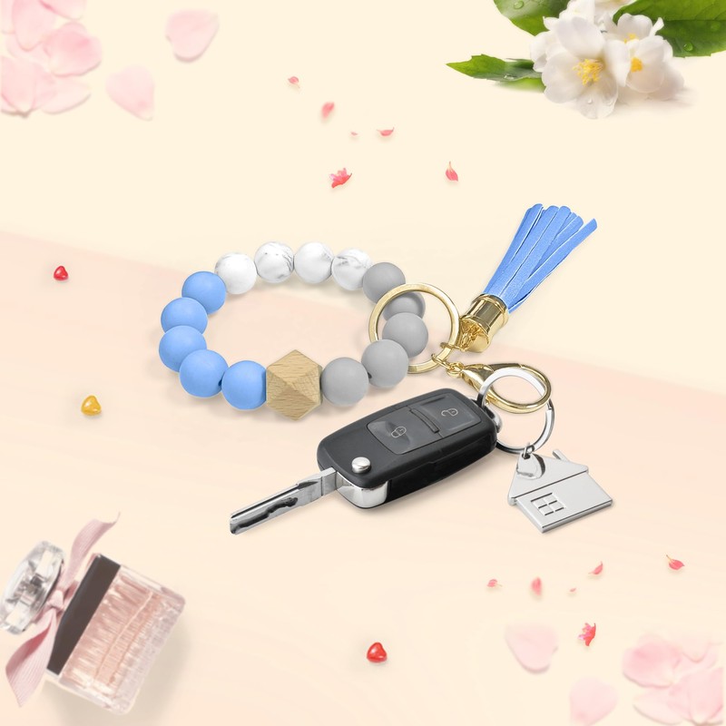 wocoxo - Llavero de pulsera de silicona con abalorio elásticas