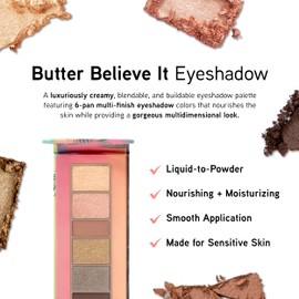 Physicians Formula, Butter Believe It! Eyeshadow Multi-Finish Eyeshadow Palette Liquid to Powder Formula with Murumuru Butter, Cupuaçu Butter, Tucuma Butter, Bronzed Nudes