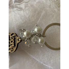 Angel de la Guarda Wood Angel Prayer Wall Hanging Keychain 3”+ Gift Bag & Beads