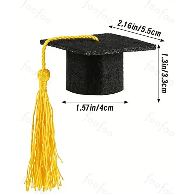 10pcs Mini Sombrero Graduación Para Recuerdos De Graduacion Color Amarillo