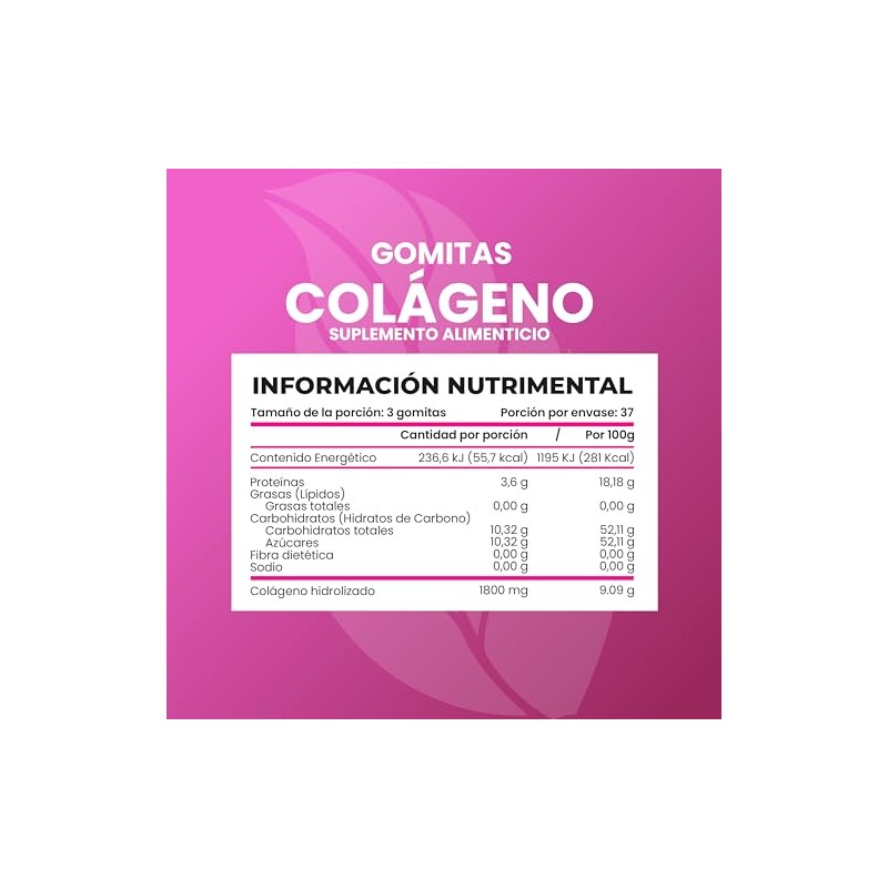 Colágeno Hidrolizado Premium JustCollagen 111 gomitas, Sabor Frutos Rojos.