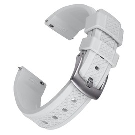 JWNSPA Fluorine Rubber FKM/FPM Watch Band - 20mm 22mm Quick Release Soft Diving Strap for Men Women(White,22mm)