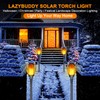 LazyBuddy 4 Pack Solar Tiki Torch Lights Outdoor Waterproof -