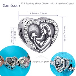 Sambaah Mom Charm Sterling Silver Mother and Child Bead for Bracelets