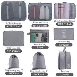 Packing Cubes for Suitcases, 10 pcs Travel Organiser Packing Bags for Clothes Shoes Toiletries Travel Luggage Organizers Storage Bags