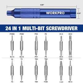 WORKPRO 24-in-1 Precision Screwdriver Sets, Pen Style Manual Screwdriver, 24 pcs Tough S2 Steel Small Screwdriver Bits, Ideal for Eyeglass, Watch, Laptop, Phone, Jewelry and Electronic, Blue