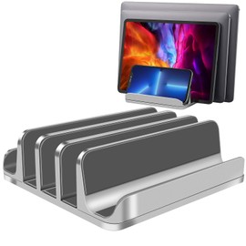 New 5 in 1 Laptop Stand, Vertical Stand, PC Stand, Vertical Stand, Storage for 5 Stands, Cooling Stand, Width Adjustable, Space-Saving, Anti-Slip, Stable, Aluminum Alloy Material, Compatible with All