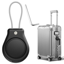 Air tag Holder, Air Tag with Wire Cable Waterproof Secure Air tags Case Scratch-Resistant Air Tag Cover Itag Protective Keychain With Carabiner Accessories For Keys Dog Collar Luggage, Black