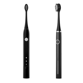 Cabezales De Repuesto Para Cepillo De Dientes Compatibles Con Cepillo De Dientes Eléctrico Gleem, Diseño En Forma De W Plantado Con Cerdas De Nylon (Negro)