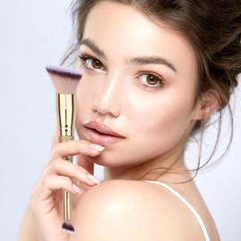 Daubigny Makeup Brushes Angled Dual-ended Foundation Brush Concealer Brush Perfect for Any Look Premium Luxe Hair Rounded Taperd Flawless Brush Ideal for Liquid, Cream, Powder,Blending,