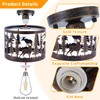 Monaxon Rustic Semi-Flush Ceiling Light, 9.1" Black Metal Fixture with