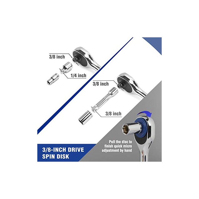 WORKPRO 39-Piece Drive Socket Set 1/4'' & 3/8'', CR-V Metric