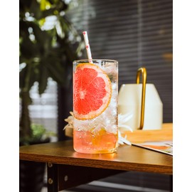 LUXU Drinking Glasses 19 oz, Thin Highball Glasses Set of 6,Clear Tall Glass Cups For Water, Juice, Beer, Drinks, and Cocktails and Mixed Drinks