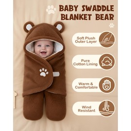 Lilian&Gema Swaddles for Newborns, Baby Swaddle Blanket for Newborn 0-4 Months, Cute Bear Swaddle Wrap for Baby Boys Girls, Plush Receiving Blankets for Newborn Registry