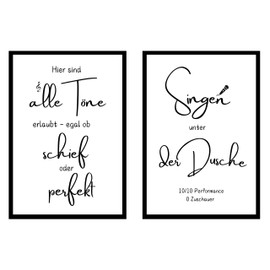 EQUIK PRODUCTS Bathroom Poster | Bathroom Decoration | Modern Bathroom Furniture | Sayings | Set of 2 | Wall Picture | Shower (Shower Concert)