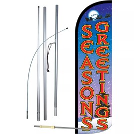 NeoPlex Seasons Greetings Flag with Flag Pole and Spike