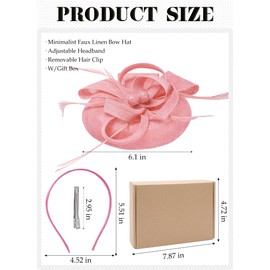 Zinniday 2025 Pink Victoria Derby Fascinator - 1920s 50s Vintage Feather Fascinator Bowler Kentucky Tea Party Hat with Hair Clip for Lady Women Girls Church Cocktail Party and Summer Beach Trip