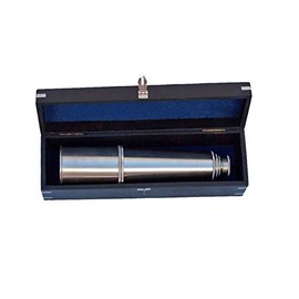 Hampton Nautical Deluxe Class Hampton Collection Brushed Nickel with Rosewood Box Spyglass Telescope, 36"