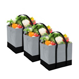 Reusable Foldable Grocery Shopping Bag Pack of 3 - Tote Bag with Heavy-Duty Durable Material - Waterproof Supermarket Bag with Strong Sturdy Handle