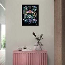 Paint by Numbers Adults Beginners, Moth DIY Painting by Numbers Kits for Adults Children, Mushroom and Leaf Oil Hand Painting Canvas Gifts Crafts for Home 40 x 50 cm (Frameless)