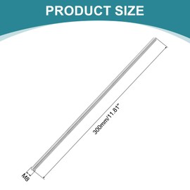 sourcing map 2pcs Fully Threaded Rod, M8 x 300mm 201 Stainless Steel Right Hand Threads Rods with Nuts and Flat Washer Fully Studding Rod Bar for Clamps, Hangers and U-Bolts