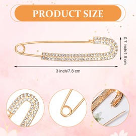 2Pcs Rhinestone Safety Pins Decorative Safety Pins for Clothing Safety Pin Brooch Sweater Shawl Clips Vintage Large Faux Crystal Pearl Brooches Safety Pins for Women Skirts Scarf Accessories (4)
