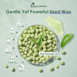Mallowwax Hard Wax Beads - Wax Beans for Hair Removal - Waxing Beads for Sensitive Skin- Tea Tree Wax Beads for Face Underarms Bikini Legs Waxing at home (Delicate Area Hair Specific)
