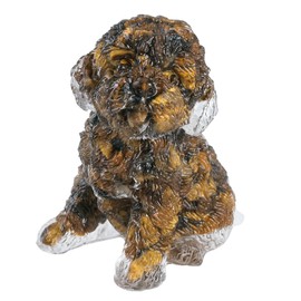 Nupuyai Poodle Figure Resin Crystal Dog Figure Decorative Healing Stone Puppy Statue Gemstone Animal Sculpture for Lucky Charm Home Office Decoration Tiger Eye