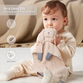 Lulu moon Puppy Security Blanket: Skin-Friendly Muslin Lovey for Travel & Daycare - Snuggle Lovie for Self-Soothe