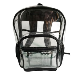 FENZA Clear School Bagpack Stadium Approved Waterproof for Concert Work Sport Event Heavy Duty PVC Transparent, Reinforced Straps & Front Accessory Pocket - Perfect for Security, & Sporting Events