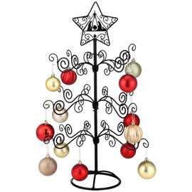 Otoolling Jesus Iron Christmas Tree Ornament Display Stand with Hanger Hook Metal Ornament Display Tree Stand Hanger for Jesus Christmas Balls Bauble Decorations Gift Craft Tabletop(Black,2 ft)
