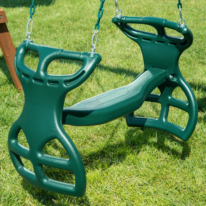 Gorilla Playsets 04-0037-G Dual Ride Glider Back-to-Back Tandem Swing, Green,