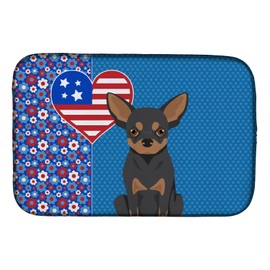Caroline's Treasures WDK5175DDM Black and Tan Chihuahua USA American Dish Drying Mat Absorbent Dish Drying Mat Pad for Kitchen Counter Dish Drainer Mat for Countertop, 14 x 21", Multicolor