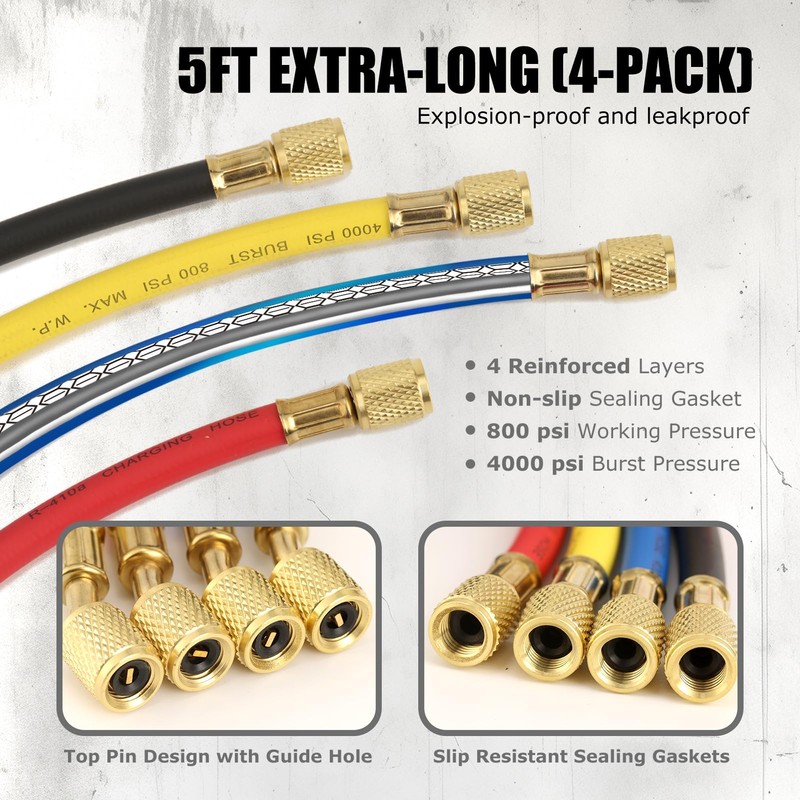 AURELIO TECH UPGRATED Version 4 Way A/C Manifold Gauge Set