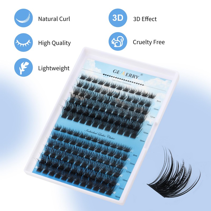 Cluster Eyelash Extensions, 144 Pieces, Cluster Eyelashes, Individual Eyelashes, D-Curls,