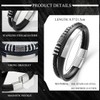 SeiMios Mens Leather Bracelet 8.5" Viking Multi-Layer Braided Wristband Bangle