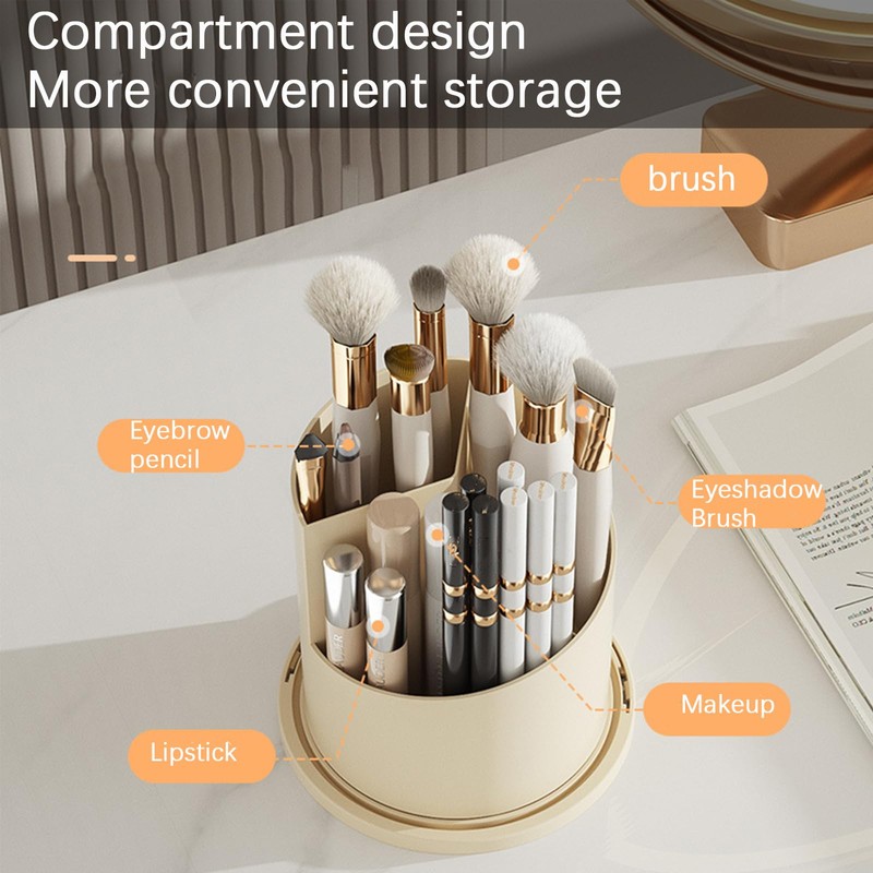 Wekity Toothbrush Holder with Sliding Lid, 360° Rotating Makeup Brush