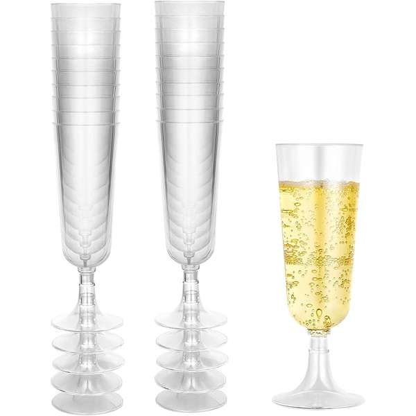Hanna K. Signature Collection 20 Count Heavyweight Plastic Champagne Flute, 5-Ounce