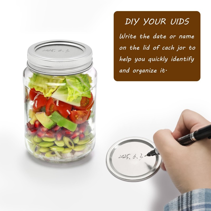 JAKOUE 12 Pairs Wide Mouth Mason Jar Lids & Bands