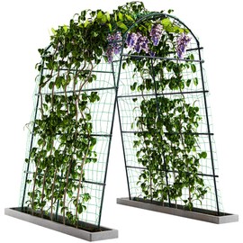 Idzo Garden Arch, 88in Tall Stainless Steel Tunnel Vegetable Trellis w PE Coating Protect Against Rust, Space-Saving & Durable for Climbing Plants Outdoor, Minimal Maintenance
