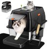 Extra Large Stainless Steel Litter Box with Lid, High Sided
