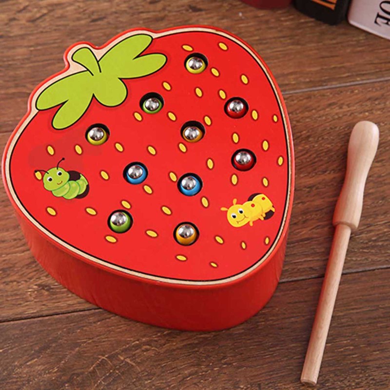 Capture Worm Magnetic Wooden Toy Kid Educational Intelligence Development Toys