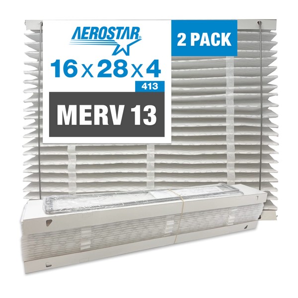 Aerostar MERV 13 Collapsible Replacement Filter for Aprilaire 413, 2PK