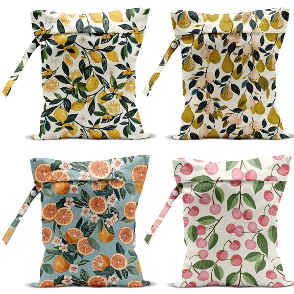4 Pack Cute Fruit Wet Bag Waterproof Washable Reusable Wet