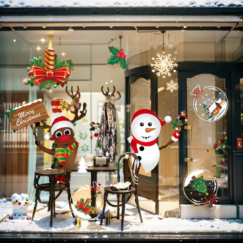 Christmas Window Clings, T Tersely 8 Sheets Christmas Window Stickers,